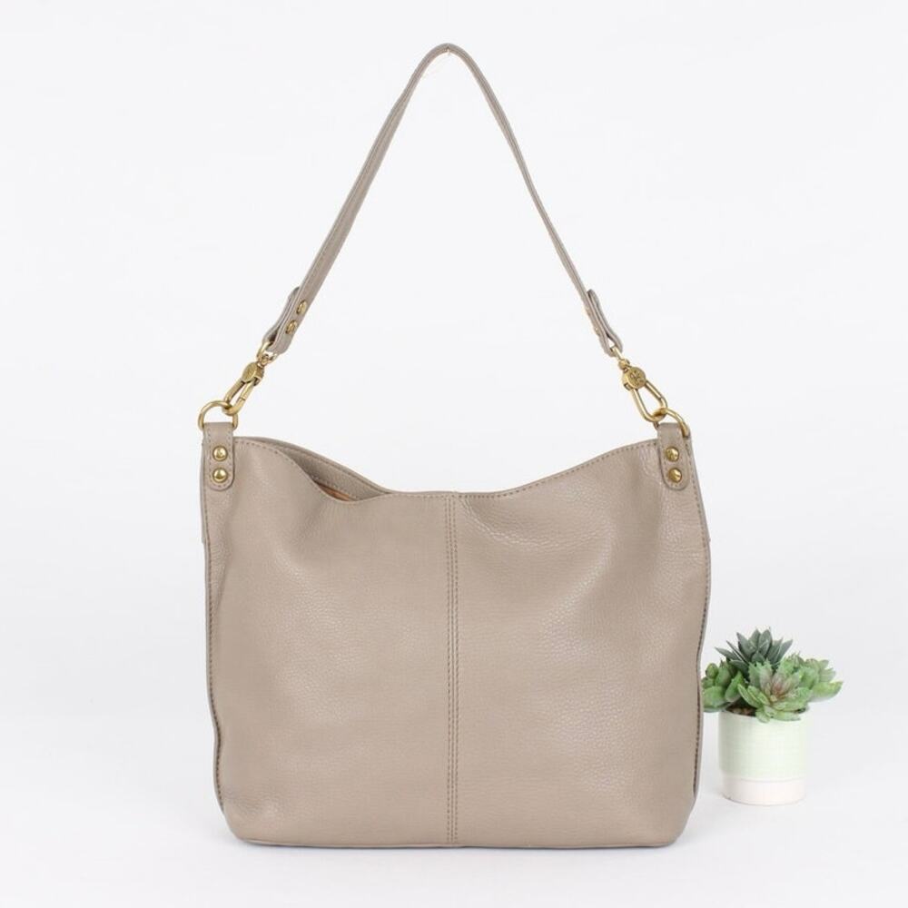 Hobo Pier Pebbled Leather Taupe Convertible Shoulder Bag - Picture 5 of 10